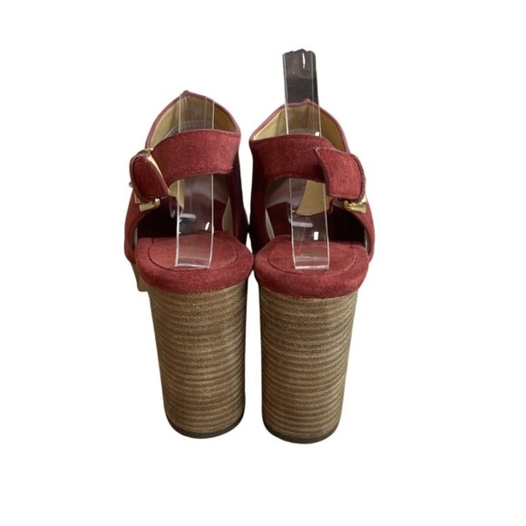 Michael Kors Women's Brick Red Suede Piper Sling Peep Toe Heels Sz 8M - Picture 5 of 10